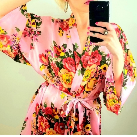 Satin Floral Robe - Picture 2 of 3